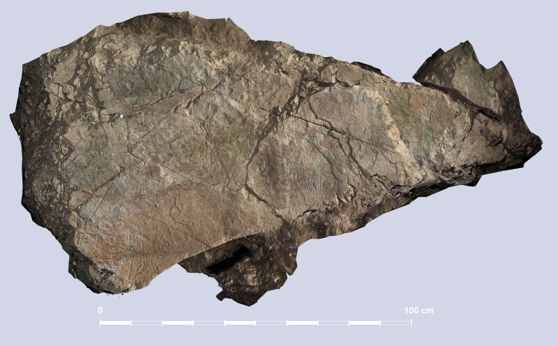 Ortoimagen del bloque grabado ubicado en la zona de El Corral (Autoría de Luis Teira).